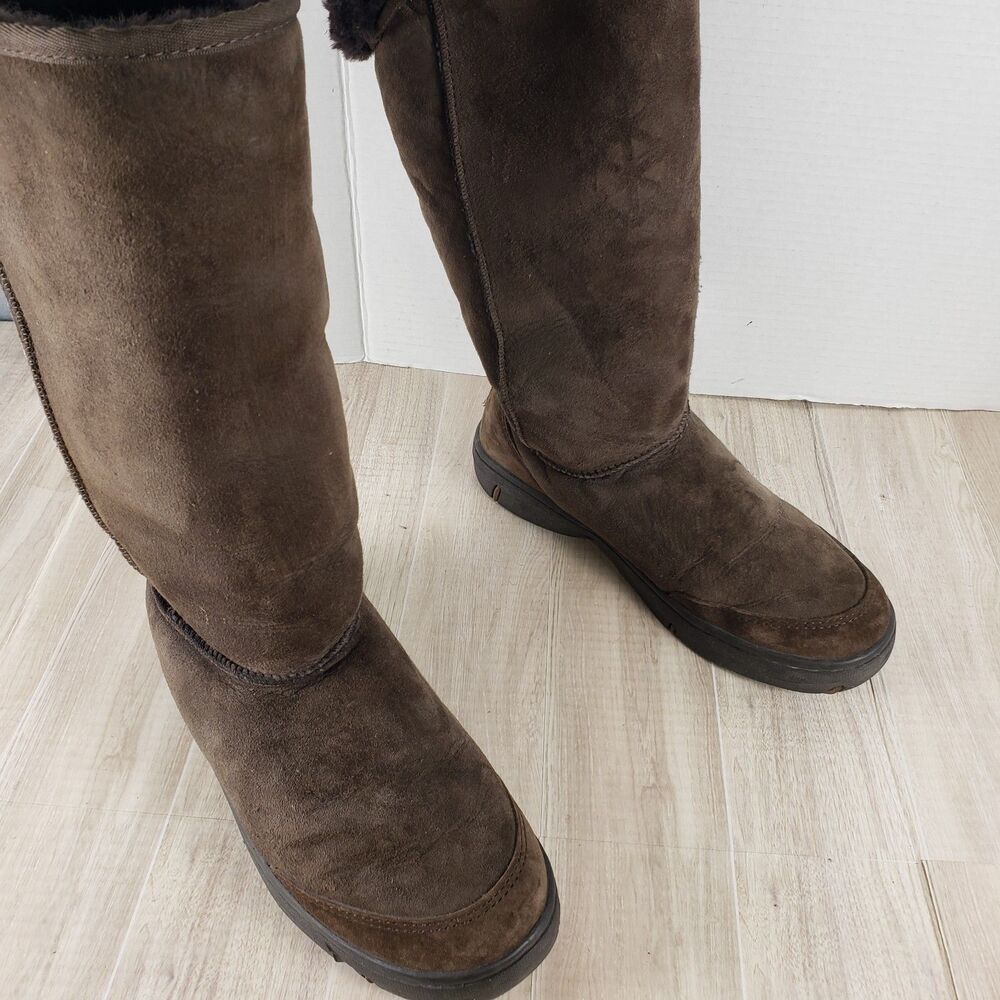 UGG Australia Ultimate Tall Braid 5340 Brown Suede Sheepskin Boots Womens 10W - Picture 5 of 8